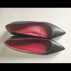 Black Lanvin snakeskin flats